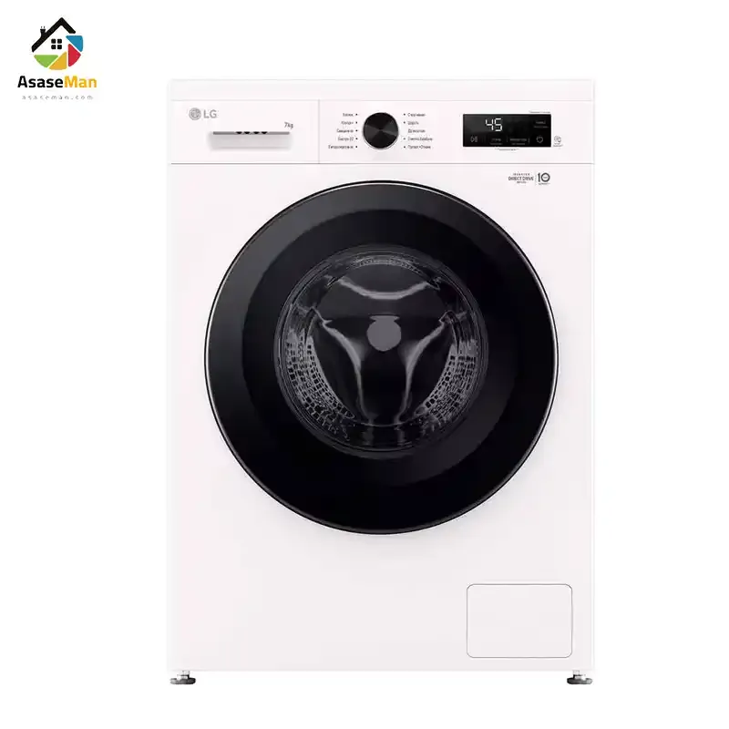 نمای کلی ماشین لباسشویی ال جی مدل F2Y1 ظرفیت 7 کیلو رنگ سفید