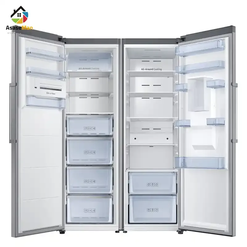 نمای داخلی یخچال فریزر دوقلو سامسونگ مدل RZ32-RR39 سیلور (نقره ای)