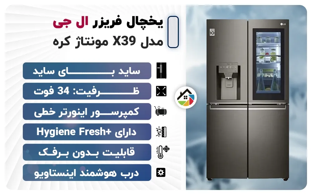 اینفوگرافیک یخچال فریزر ال جی X39 مونتاژ کره