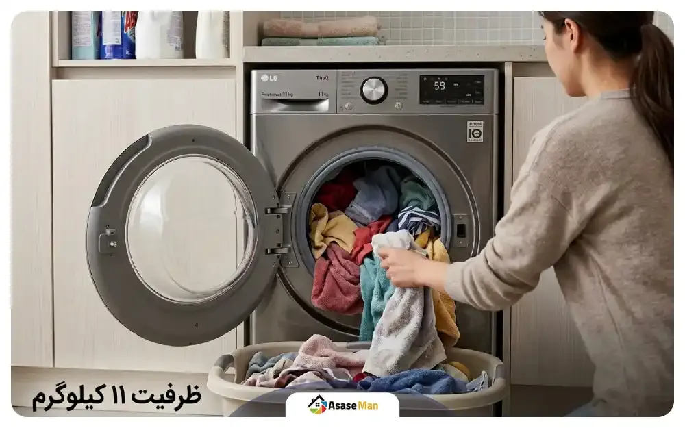 ظرفیت دیگ ماشین لباسشویی ال جی مدل F4Y5