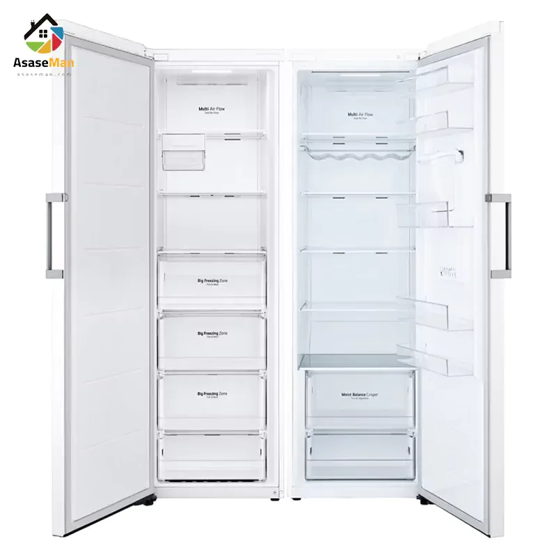 نمای داخلی یخچال فریزر دوقلو ال جی B414-F411