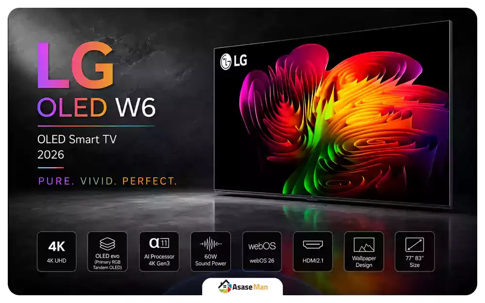 اینفوگرافی تلویزیون ال جی مدل OLED W6 ساخت 2026