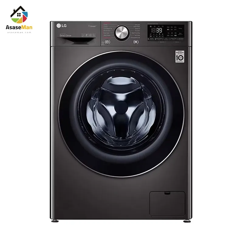 نمای کامل لباسشویی ال جی R5 ظرفیت 9 کیلو رنگ دودی