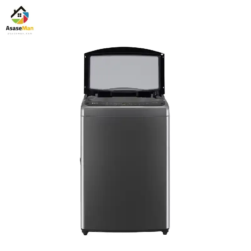 نمای درب باز ماشین لباسشویی و پتوشور ال جی T18H3SDHTW دودی