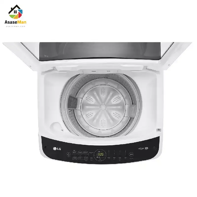 نما از بالا ماشین لباسشویی و پتوشور ال جی T18H3SDHTW سفید