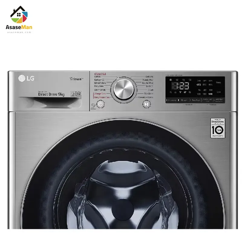 پنل ماشین لباسشویی ال جی 9 کیلو مدل F4V5 نقره ای
