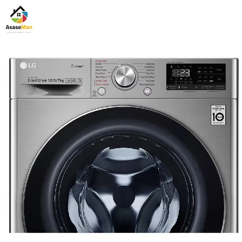 پنل ماشین لباسشویی ال جی 10.5/7 کیلو گرم مدل F4V5 نقره ای