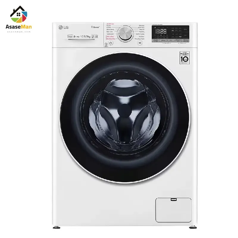 نمای کلی از ماشین لباسشویی ال جی 10.5/7 کیلو گرم مدل F4V5 سفید