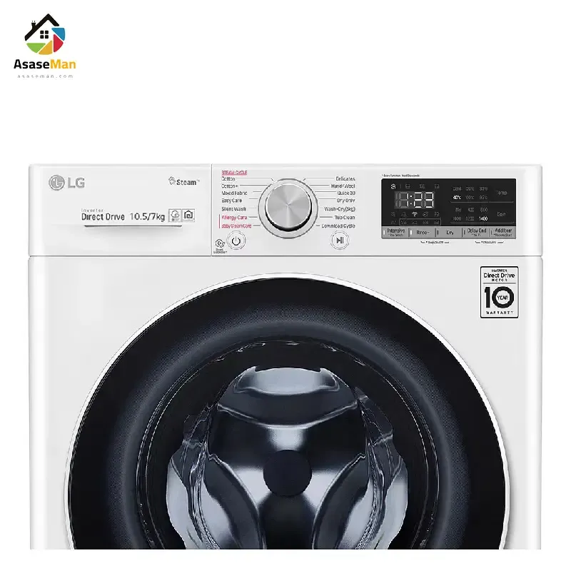 پنل ماشین لباسشویی ال جی 10.5/7 کیلو گرم مدل F4V5 نقره ای