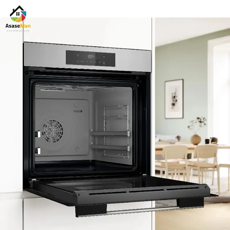 نمای کج در کابینت فر توکار برقی بوش مدل HJG852YS0M