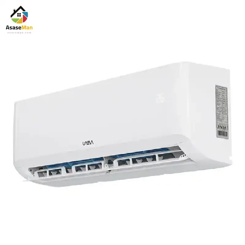 نمای کج یونیت ذ=داخلی کولرگازی یونیوا 18000  اینورتر آریو مدل UN-MS18000 AREO