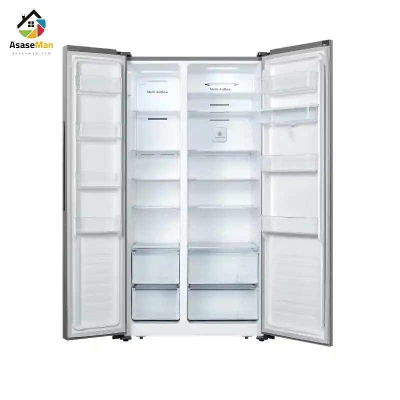 فضای داخلی یخچال فریزر ساید بای ساید هایسنس مدل RS670