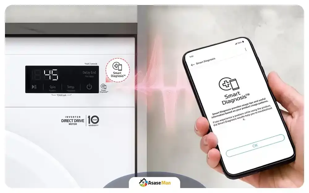 عیب یابی هوشمند در ماشین لباسشویی ال جی Y1 ظرفیت 7 کیلو