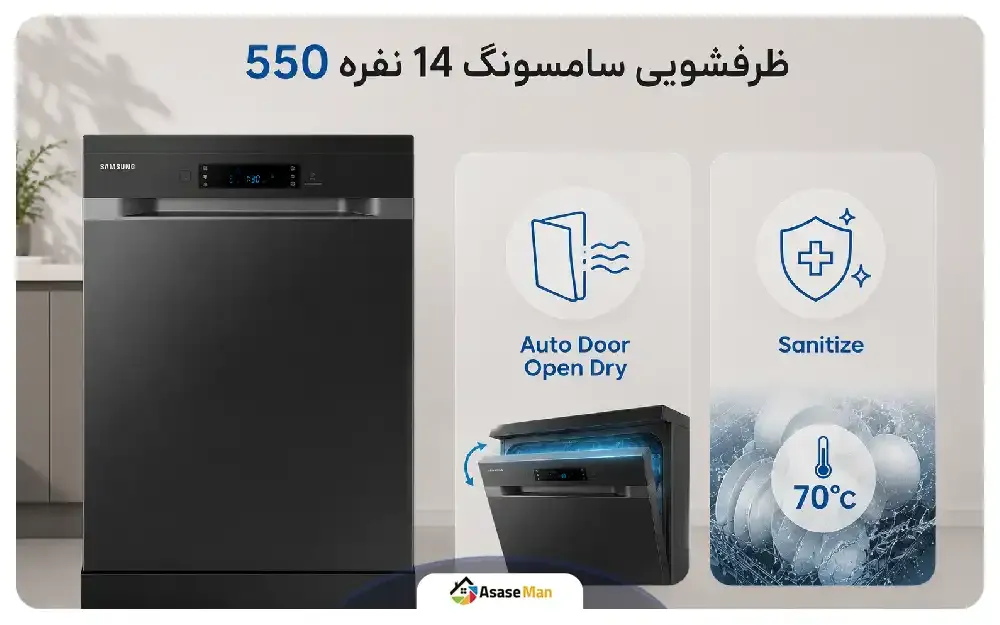 قابلیت های شستشوی ماشین ظرفشویی سامسونگ مدل 550