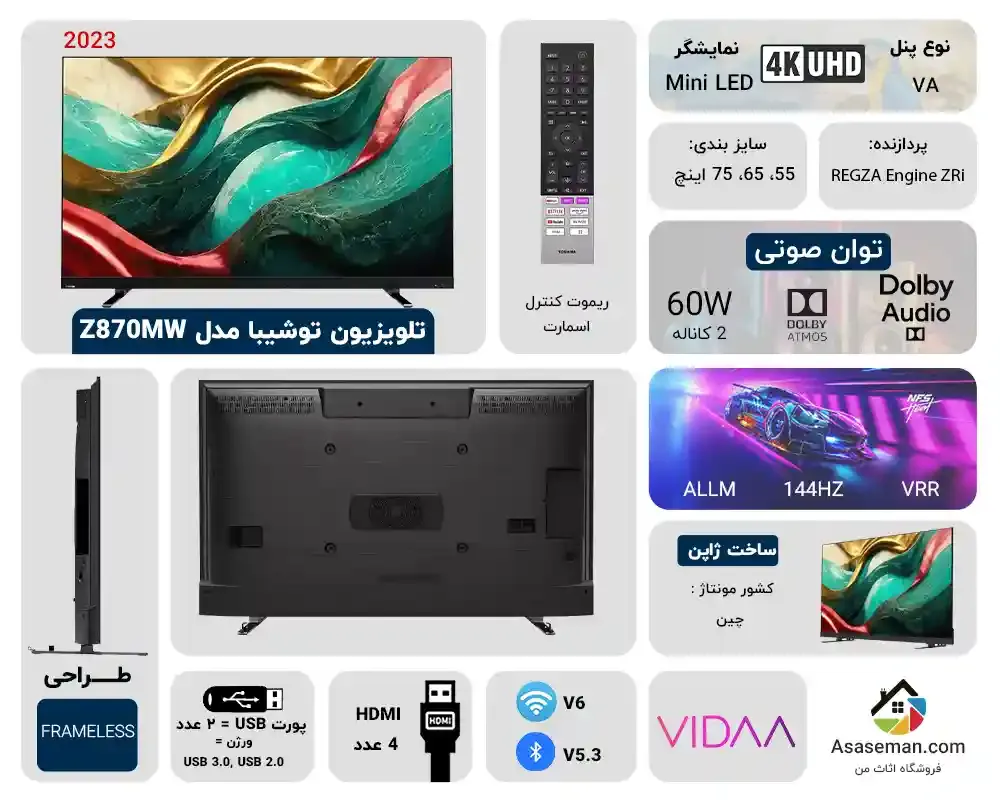 اینفوگرافیک تلویزیون توشیبا مدل Z870MW