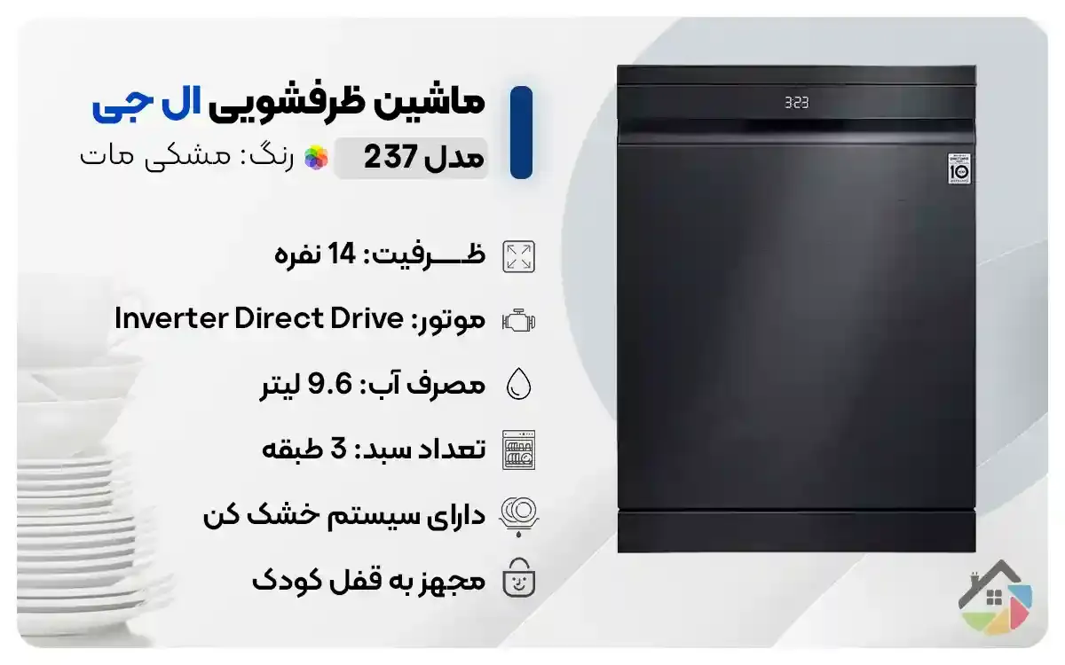انفوگرافیک ماشین ظرفشویی ال جی مدل 237