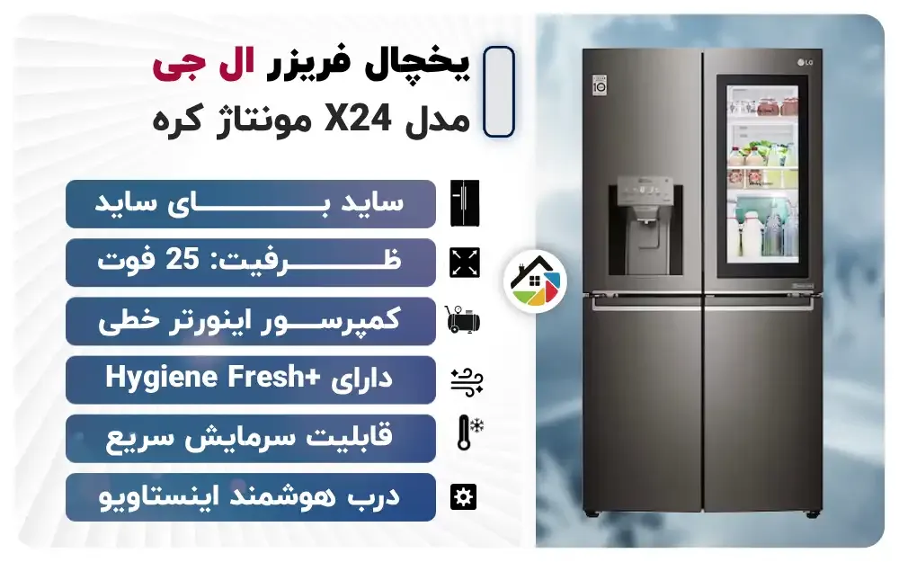اینفوگرافیک یخچال فریزر ال جی مونتاژ کره مدل X24