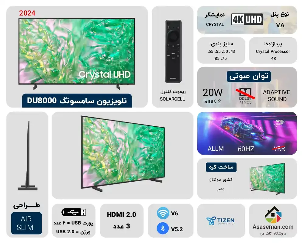 اینفوگرافیک تلویزیون سامسونگ DU8000