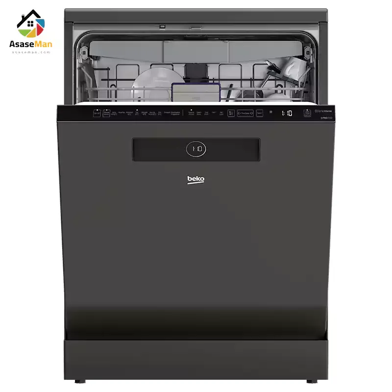 نمای درب باز ماشین ظرفشویی بکو مدل BDEN38533GC