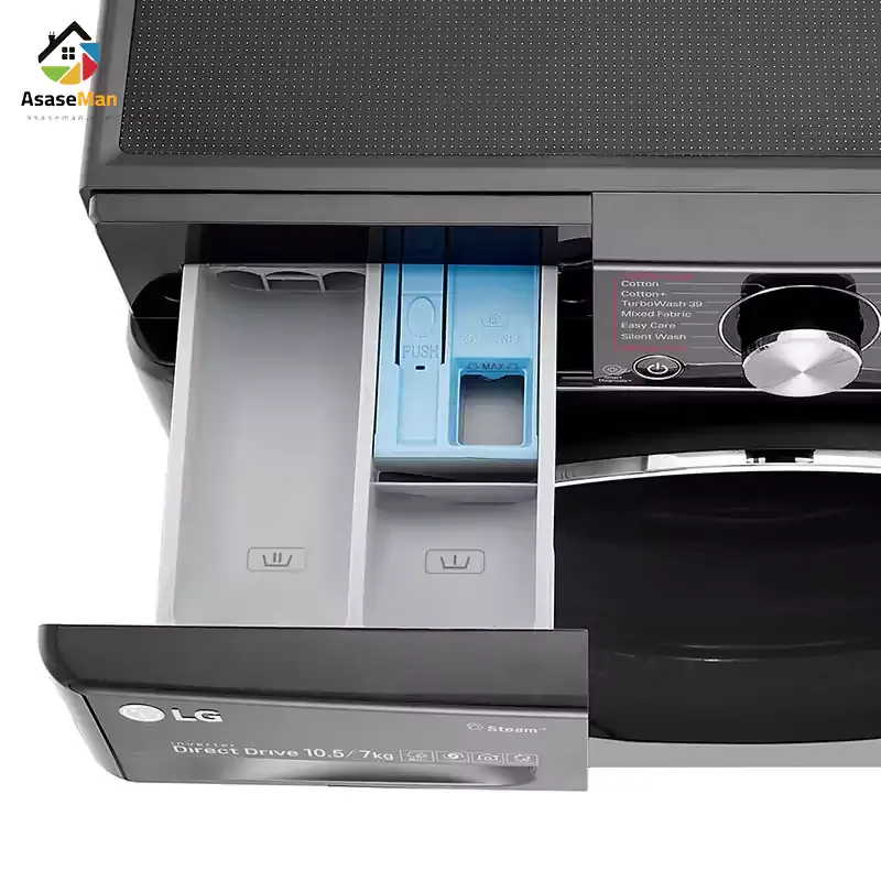 قسمت محفظه و شوینده ماشین لباسشویی ال جی مدل WDV9142BRP