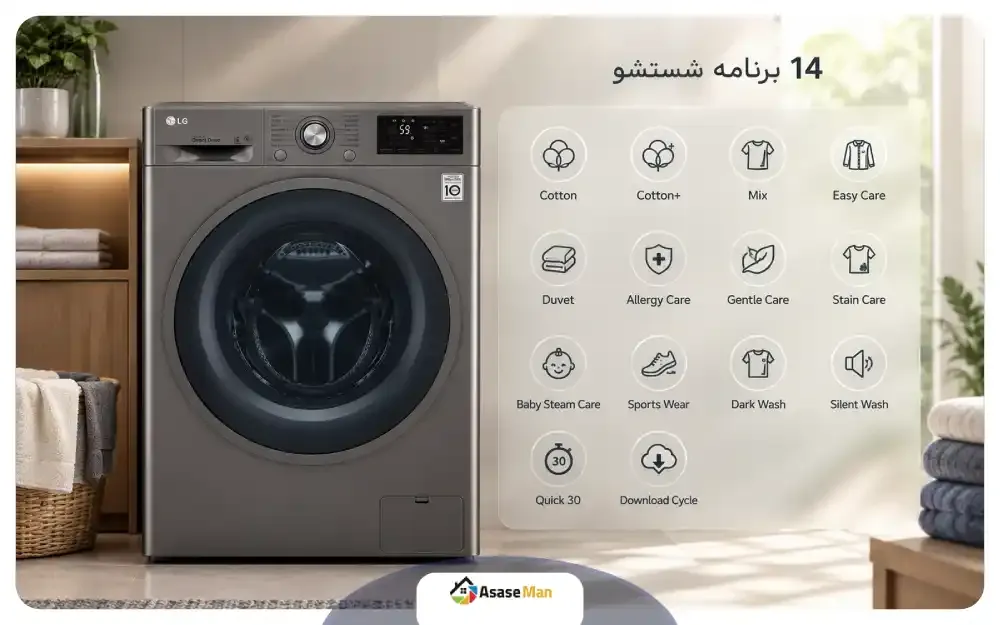 برنامه های شستشو ماشین لباسشویی ال جی J6