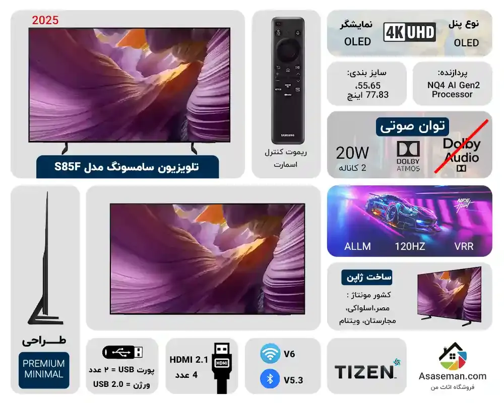 اینفو گرافی تلویزیون سامسونگ مدل S85F