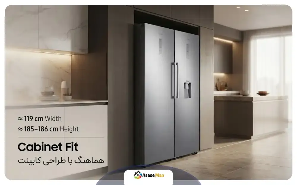 ابعاد یخچال فریزر دوقلو سامسونگ RZ32-RR39