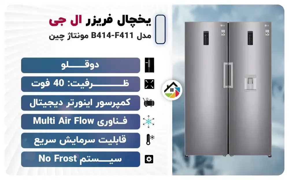 اینفوگرافیک یخچال فریزر دوقلو ال جی B414-F411