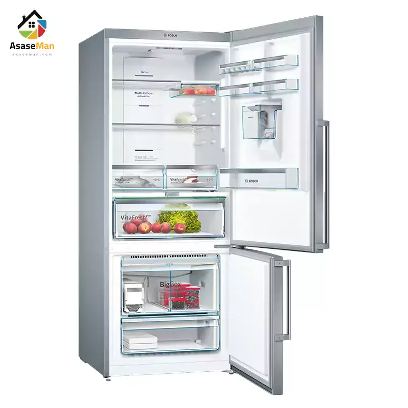 نمای داخلی یخچال فریزر بالا پایین بوش مدل KGD76AI304